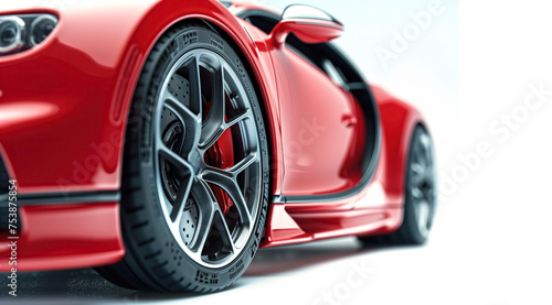 Generic and unbranded red luxury car isolated on a white background