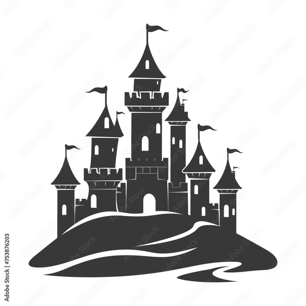 Obraz premium Silhouette sand castle black color only