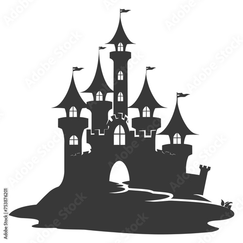 Silhouette sand castle black color only