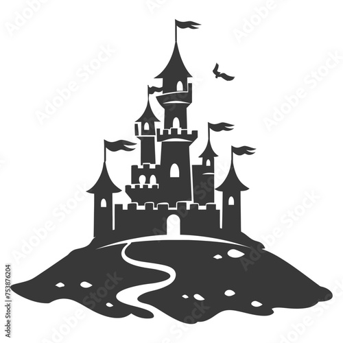 Silhouette sand castle black color only