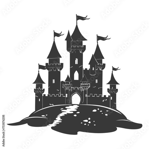 Silhouette sand castle black color only