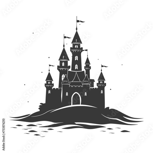 Silhouette sand castle black color only