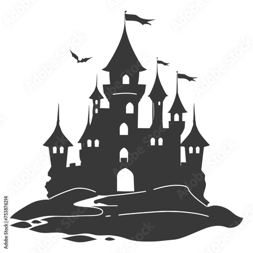 Silhouette sand castle black color only