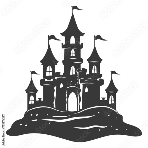 Silhouette sand castle black color only