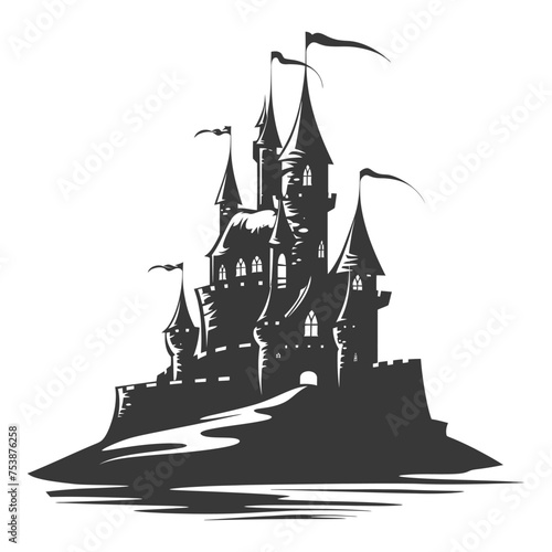 Silhouette sand castle black color only