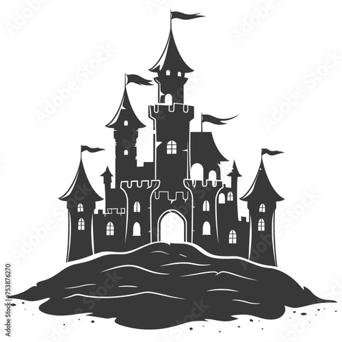 Silhouette sand castle black color only