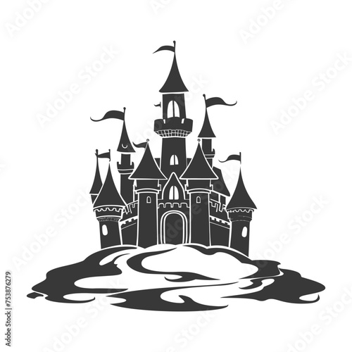 Silhouette sand castle black color only