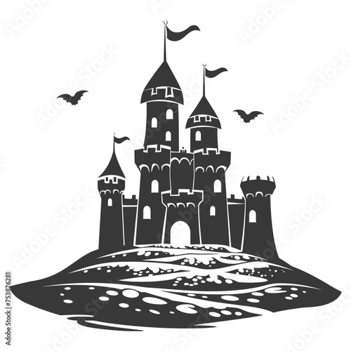 Silhouette sand castle black color only