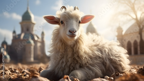 Eid al Adha Mubarak Islamic festival social media banner and Eid Mubarak Post Template sheep and lamb