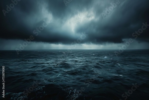Dark and moody sea under a stormy sky Mysterious and dramatic atmosphere © Jelena