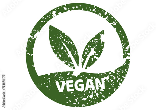 Vegan - Stempel, Abdruck, Siegelvorlage. Grunge-Effekt. llustration