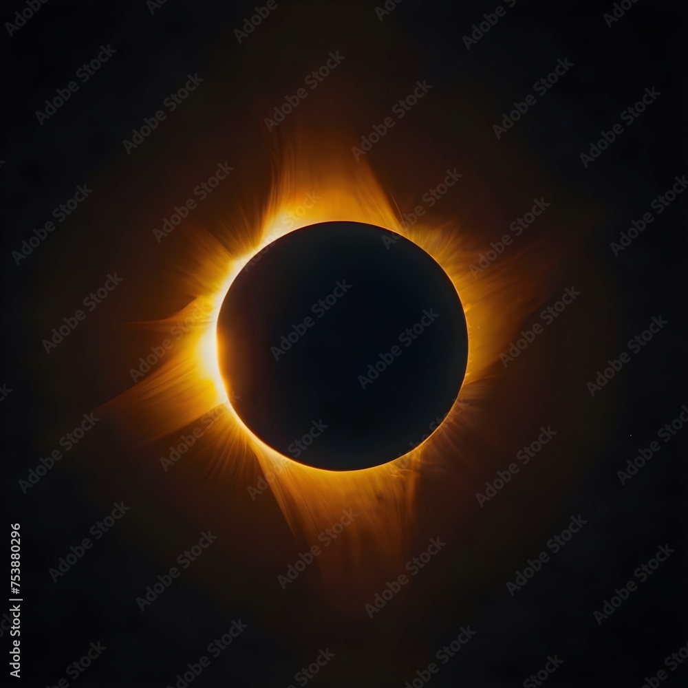 Obraz premium Solar Eclipse View In Dark Sky