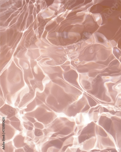 Reflection of Sun in Water. Background of the bottom of the sea or ocean. Summer. Underwater blue ocean background. Pink sand. Peach fuzz