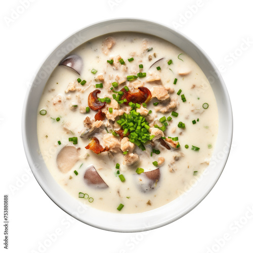Delicious Bowl of Clam Chowder Isolated on a Transparent Background 