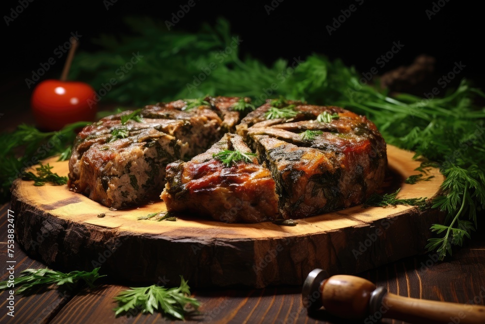 Grilled Herb-Crusted Meat on Rustic Platter
