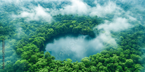 Papel de Parede com floresta tropical. A imponencia para o mundo de florestas tropicais como a Amazônia. photo