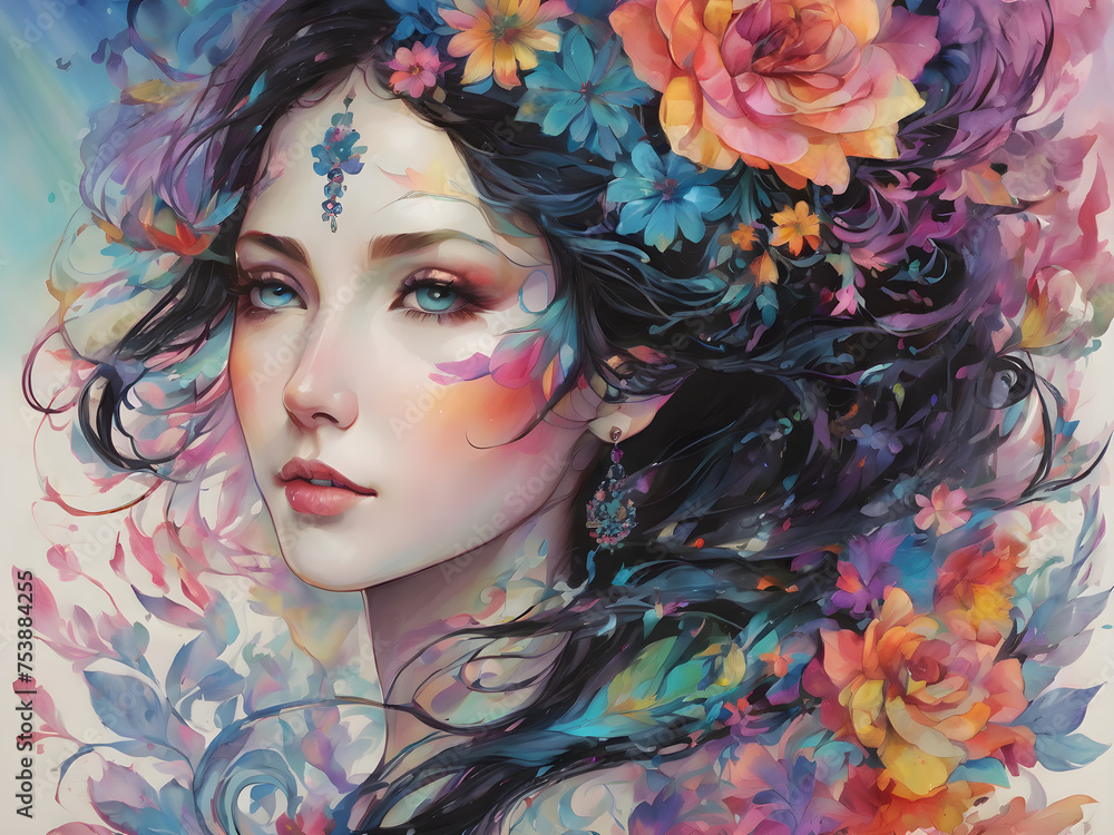 spring girl with flowers in her hair spring girl with flowers in her hair