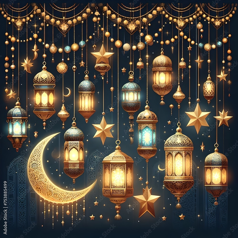 Obraz premium Eid Mubarak greeting card 