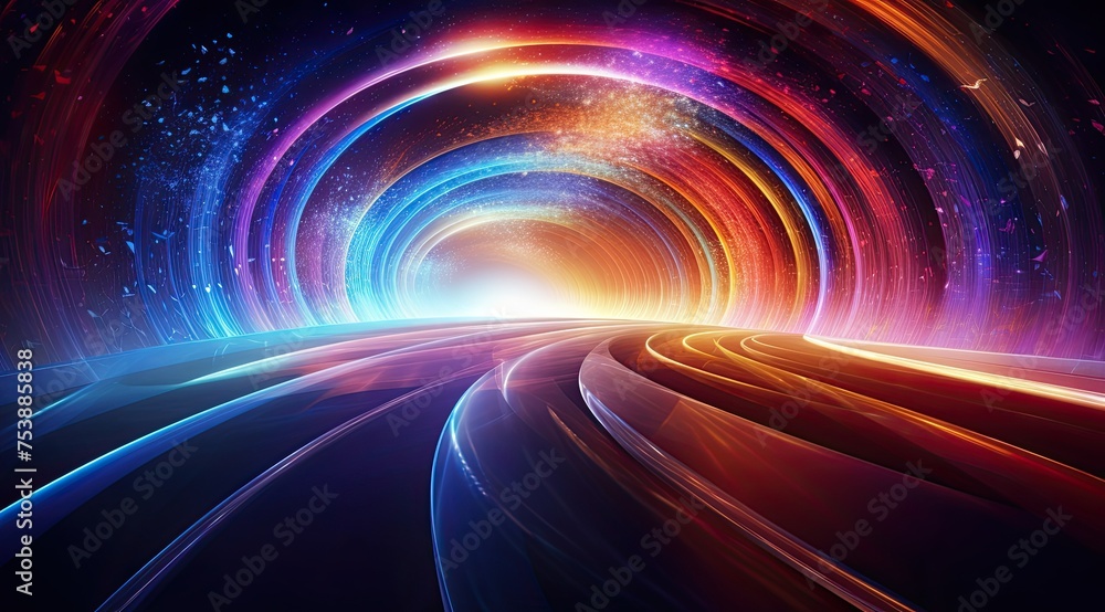Galactic Voyage in Vibrant Warp Tunnel