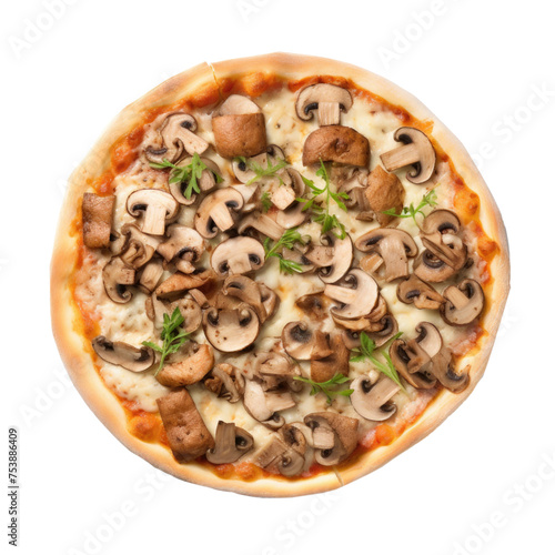 Mushroom Pizza Ixolated on a Transparent Background  photo