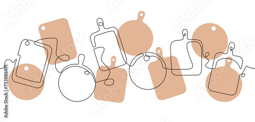 Seamless pattern with different Cutting Boards. Vector culinary  illustration isolated on white background.
