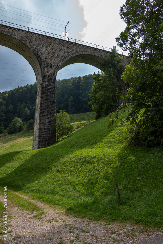 Fototapeta premium Bahnbrücke übers Tal