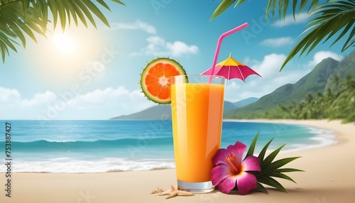 cocktail on the beach summer tropical background 
