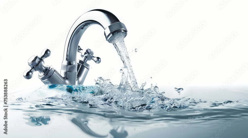 Illustration of Water Flowing from a Faucet Illustration of Water Flowing from a Faucet