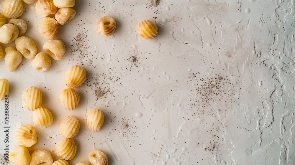 Homemade Gnocchi with Flour Dusting on Light Background