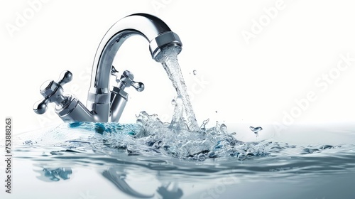 Illustration of Water Flowing from a Faucet