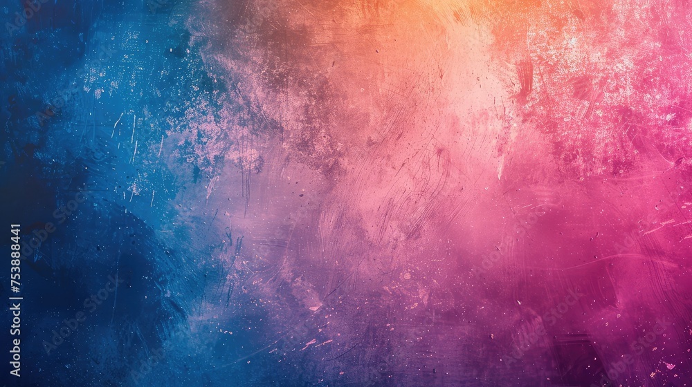 Vibrant Blue, Pink, and Orange Color Gradient on a Grainy, Grungy Texture - An Abstract Background with Bright Light and Glow