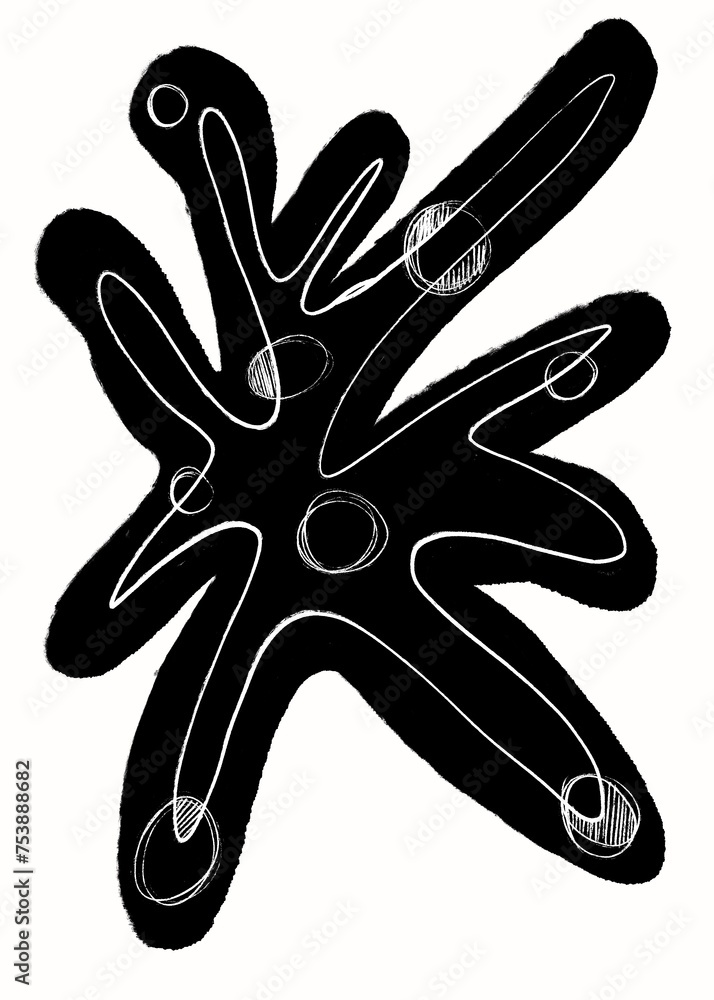 Hand-drawn dots circles geometric original pencil pattern illustration bold black grey doodle shapes abstract high quality line contour strokes stamp curve white isolated