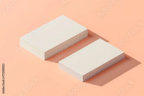 Mock up of blank business cards on orange minimalist background