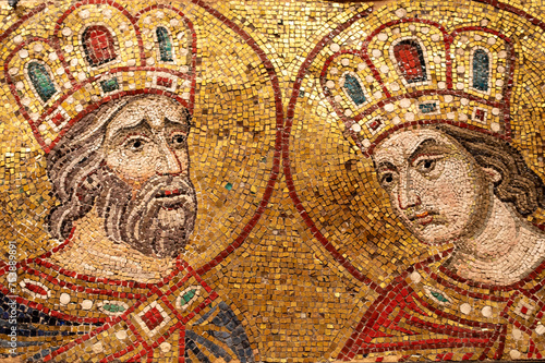 Detailed mosaic artwork in St. Mark's Basilica in Venice, Italy 