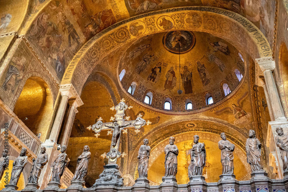 The interior of St. Mark's Basilica in Venice, Italy