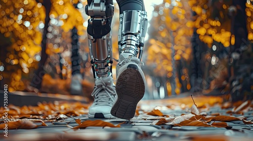 Color photo of a robotic prosthetic limb assisting an amputee in daily activities