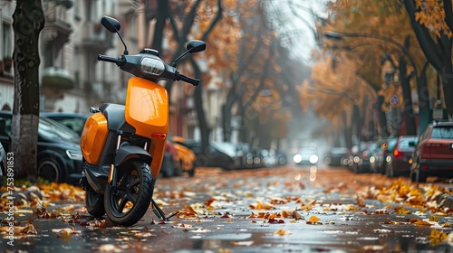 Color photo of an electric scooter for efficient and eco friendly urban transportation