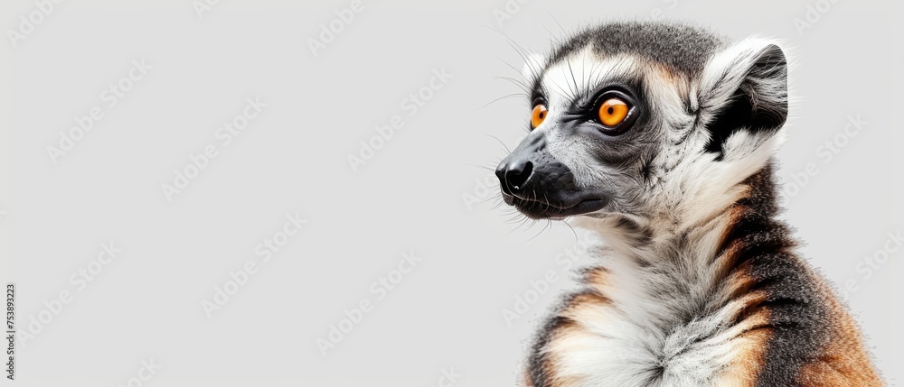 a close up of a lemura's face with an orange - eyed look on it's face. a close up of a lemura's face with an orange - eyed look on it's face.
