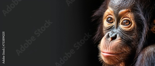  a close up of a monkey's face looking at the camera with a sad look on it's face.