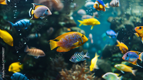 Fish in water HD 8K wallpaper Stock Photographic