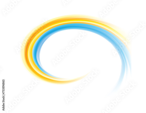 Vector drawing swirl Ukrainian flag pattern