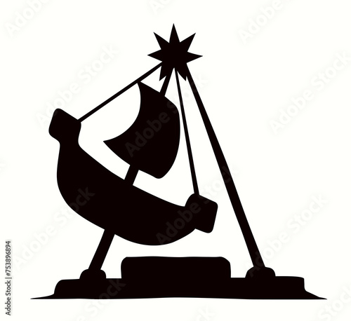 Swinging boat. Entertainment vector drawing