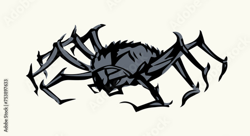 Scary big spider. Vector drawing photo
