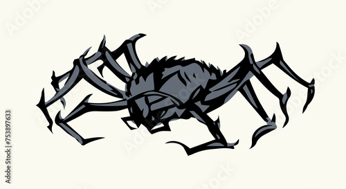 Scary big spider. Vector drawing