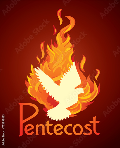 Pentecost sunday. Baptism with the Holy Spirit. Vector drawing icon
