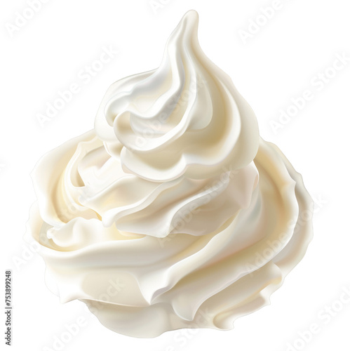 Whipped Cream Swirl, Luxurious Topping Delight - A Soft, Creamy Swirl of Whipped Cream for Dessert Garnishing