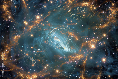 A cosmic soccer pitch--waves of stardust form the field.