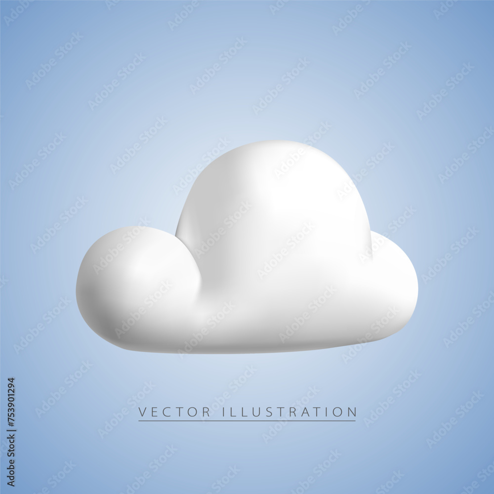 Cloud in realistic 3d style, vector white cloud isolated on blue background. Cloud in realistic 3d style, vector white cloud isolated on blue background.