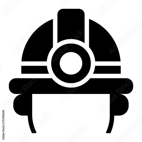 Worker engineer Helmet headlight icon