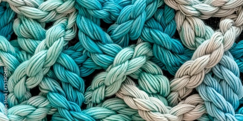 A close up of a bunch of different colored yarns